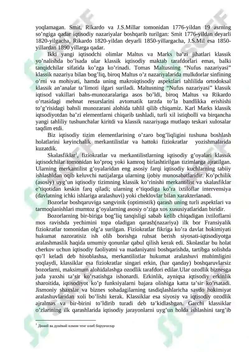 Klassik iqtisodiy maktabning iqtisodiy ta’limotlari 2