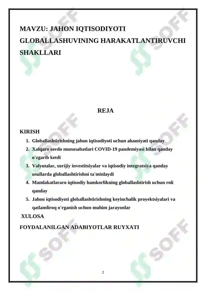 JAHON IQTISODIYOTI GLOBALLASHUVINING HARAKATLANTIRUVCHI SHAKLLARI 2
