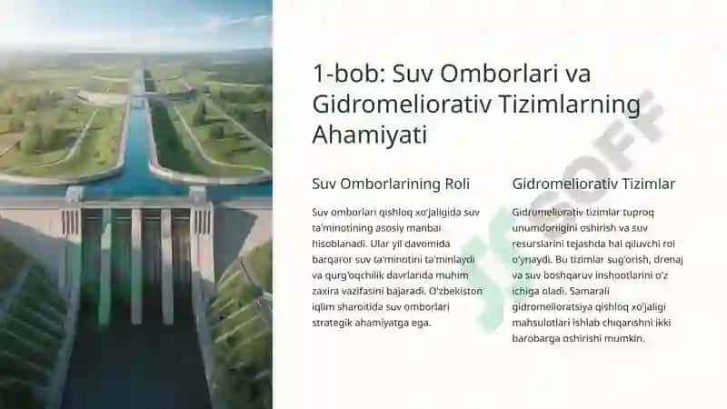 Universitet va Ilmiy O'quv Markazlarda Suv Omborlari, Sug'orish va Zovur Tarmoqlari 2
