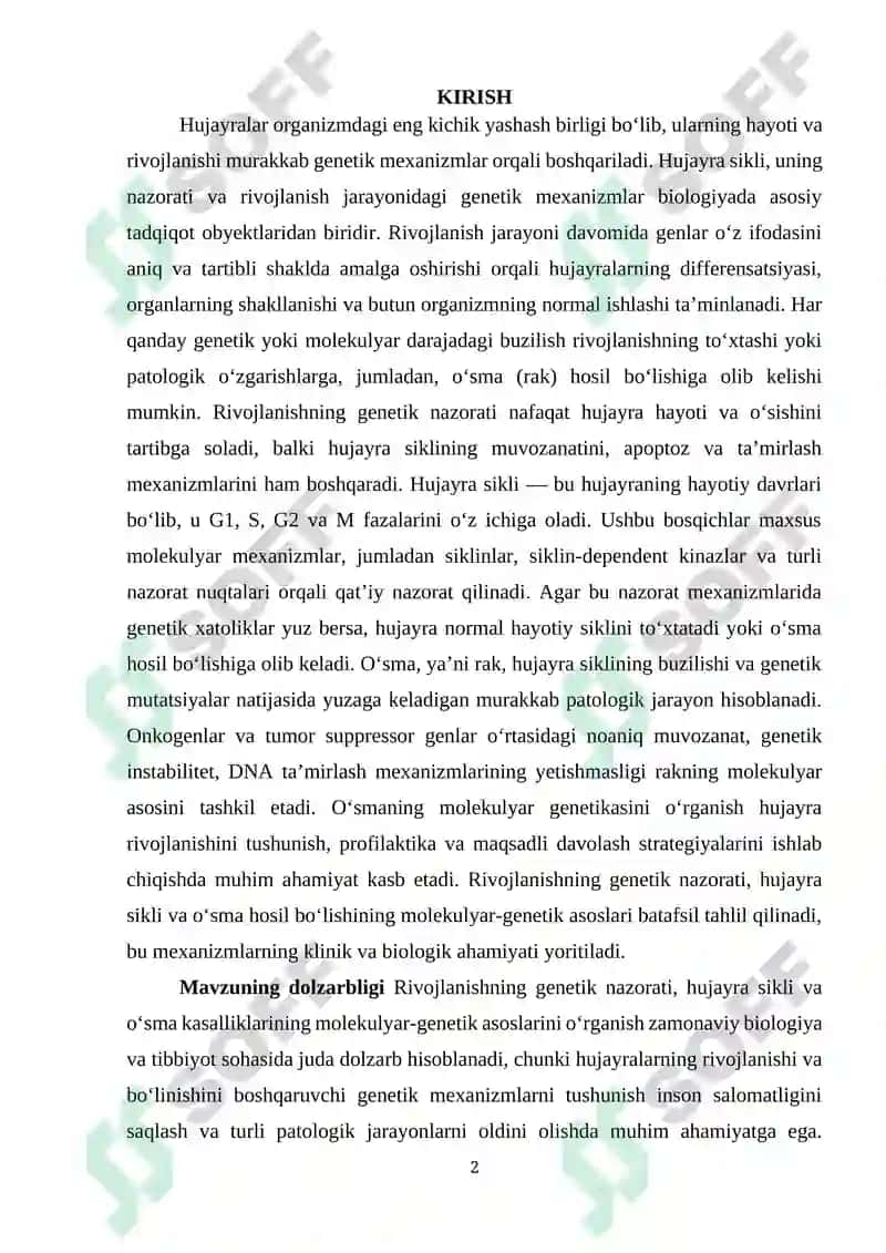 Hujayra Sikli va Genetik Nazorati 2