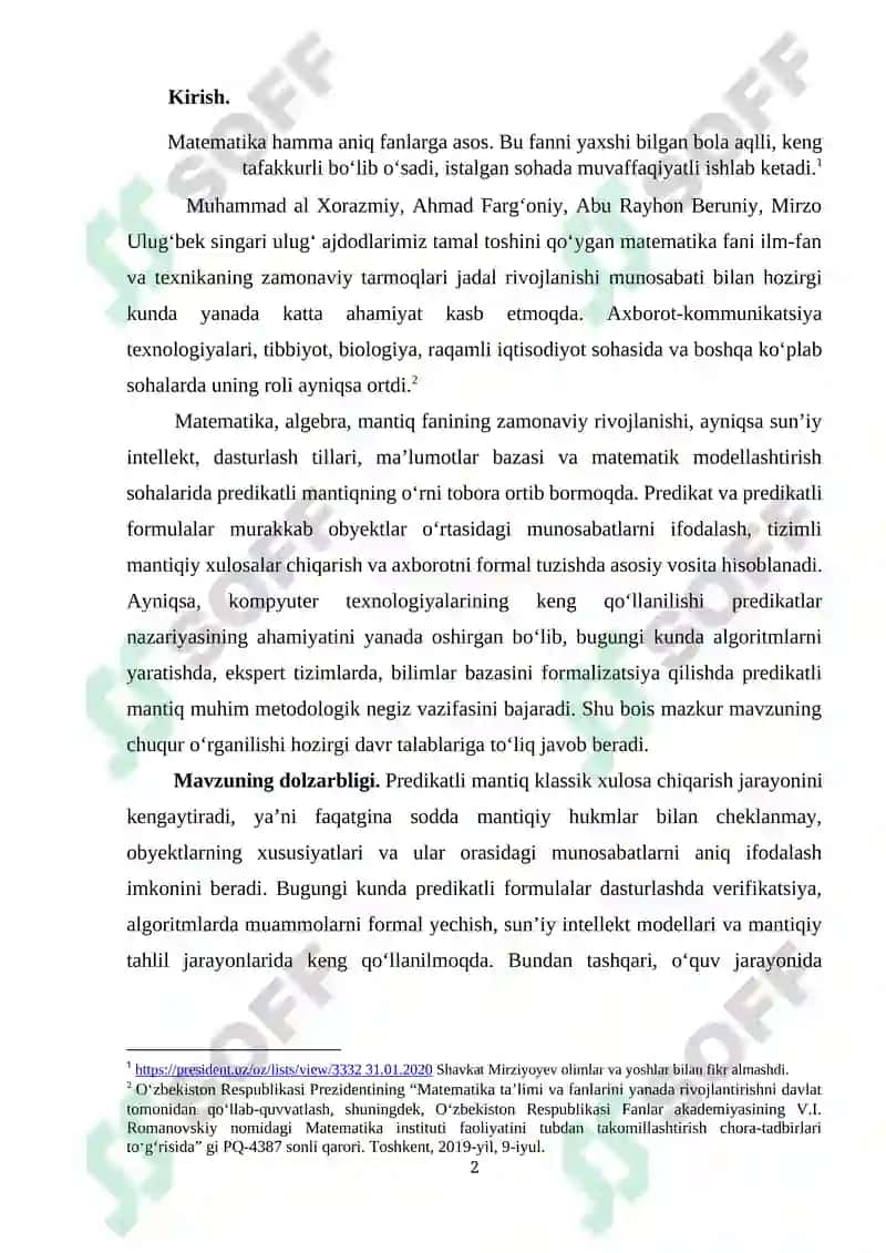 Predikatlar. Predikatli formulalar. 2