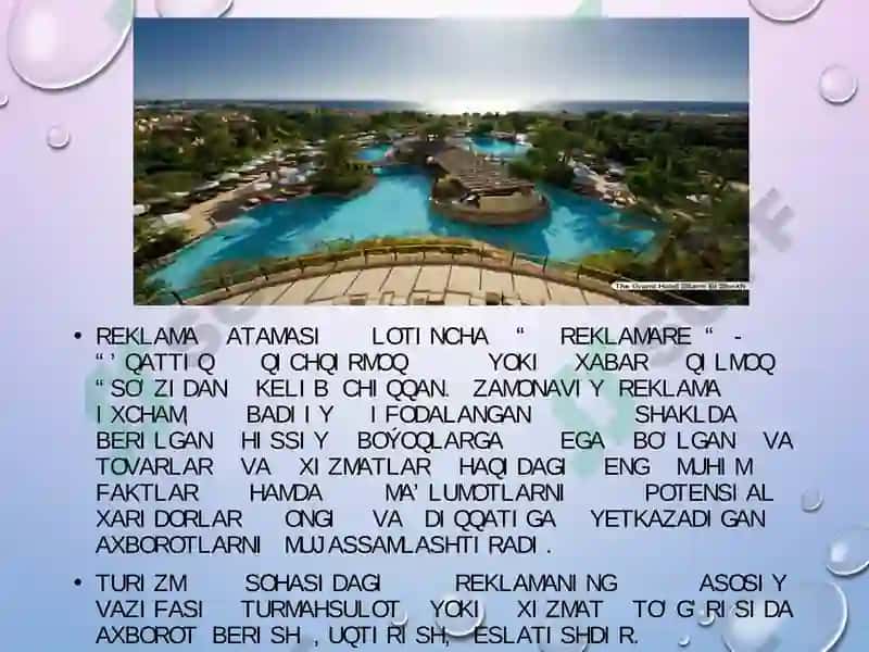 Turizm bozorida reklama faoliyatini tashkil etish xususuyatlari 2