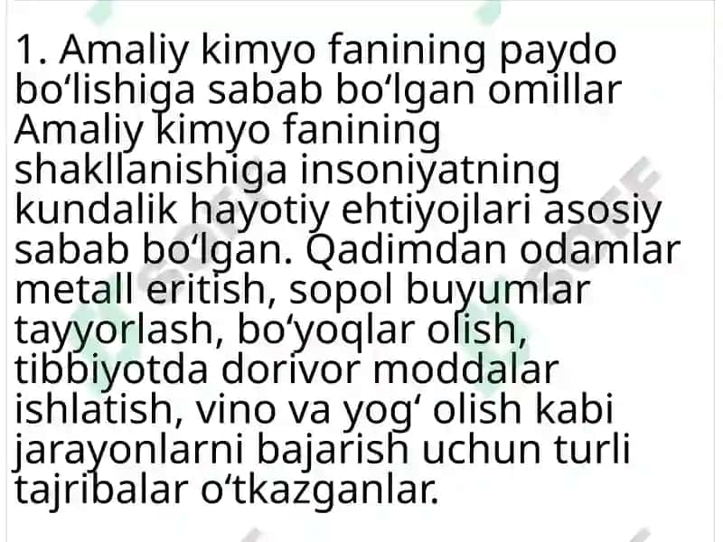 Amaliy kimyo fanining vujudga kelishi va rivoji 2
