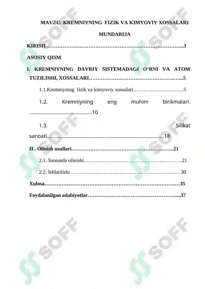 Kremniyning fizik va kimyoviy xossalari 2