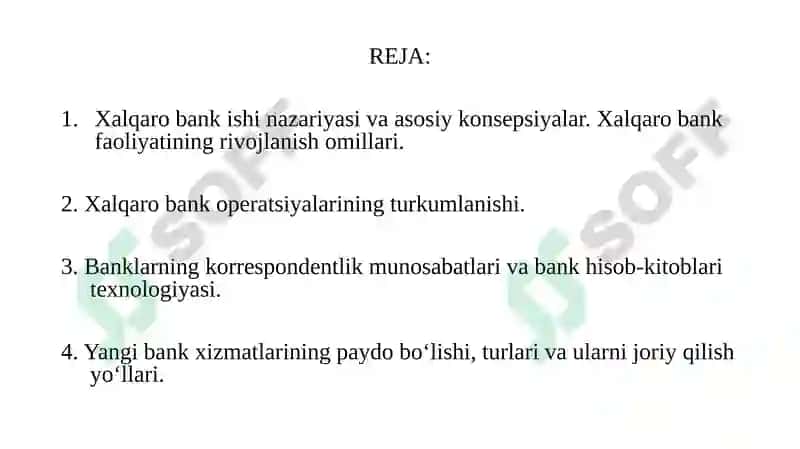 Xalqarobank ishi nazariyasi va amaliyoti 2