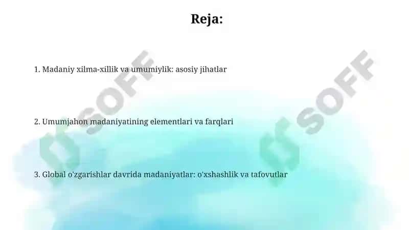 Dunyo xalqlari madaniyatidagi umumiylik va farqlar 2