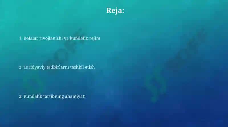Maktabgacha taʼlim tashkilotlarida kun tartibini toʻgʻri tashkil etish orqali taʼlim tarbiya ishlari 2