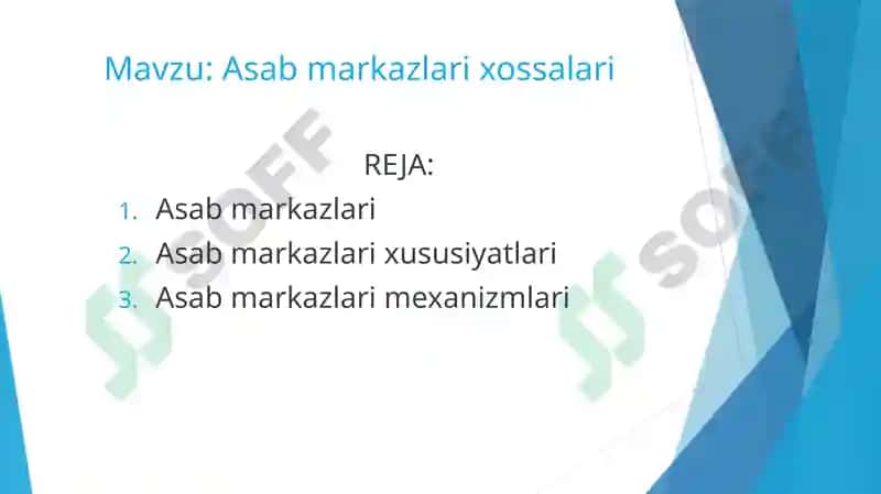 Asab markazlari xossalari 2