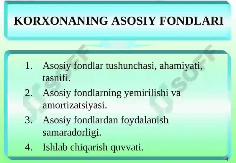 Asosiy fondlar tushunchasi, ahamiyati, tasnifi 2
