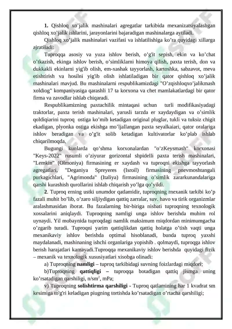 Tuproqqa asosiy ishlov berish mashinalari 2