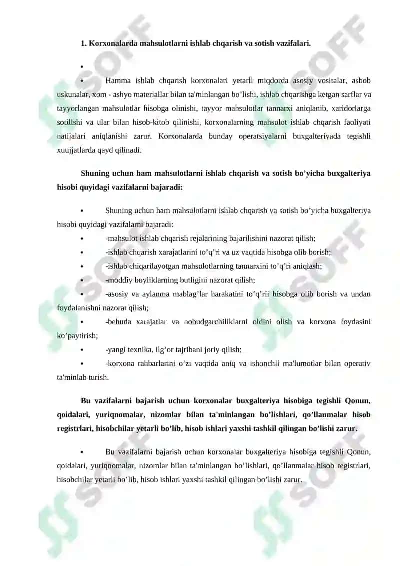 Asosiy xo’jalik jarayonlari hisobi 2