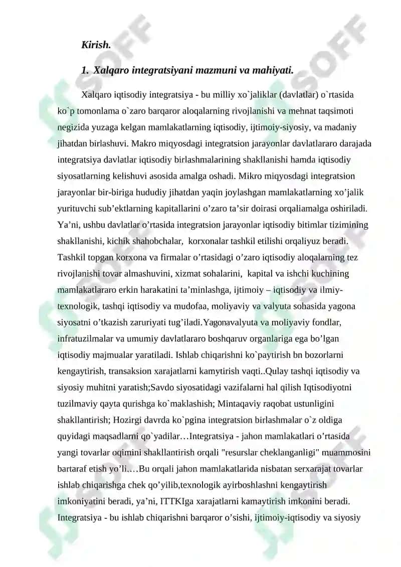 Xalqaro iqtisodiy integratsiya uning mazmun va shakillari 2
