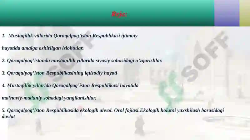 Mustaqillikyillarida Qoraqalpog’iston Respublikasi 2