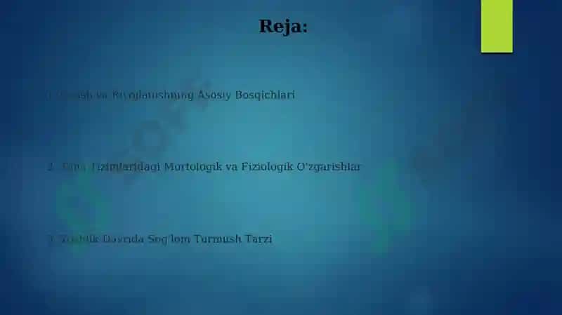 Yosh davrlarining morfologik fiziologik xususiyatlari 2