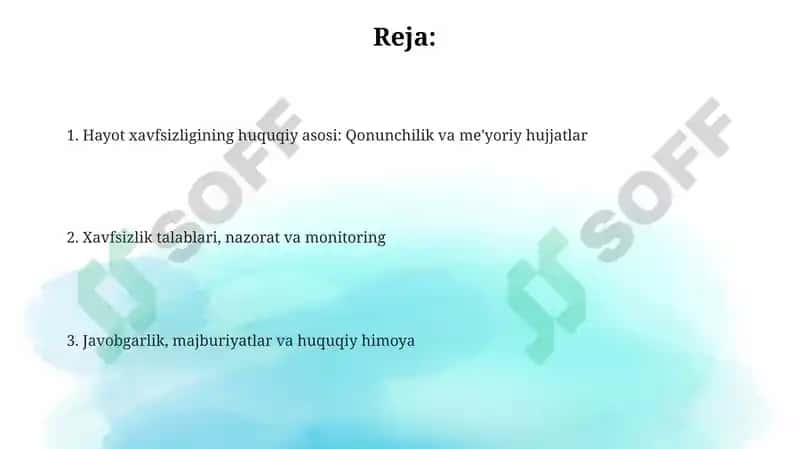 Hayot xavfsizligining huquqiy asoslari 2