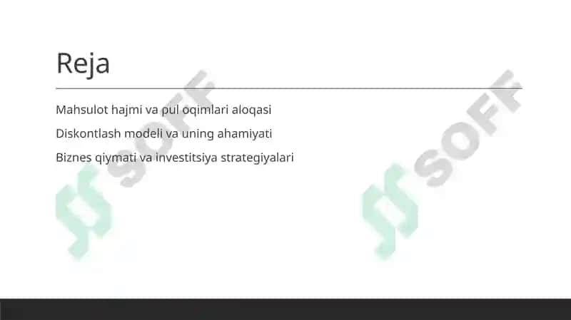 Mahsulot hajmi va pul oqimlari aloqasi 2