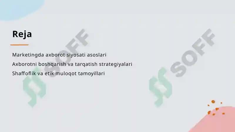 Marketingda Axborot siyosati 2