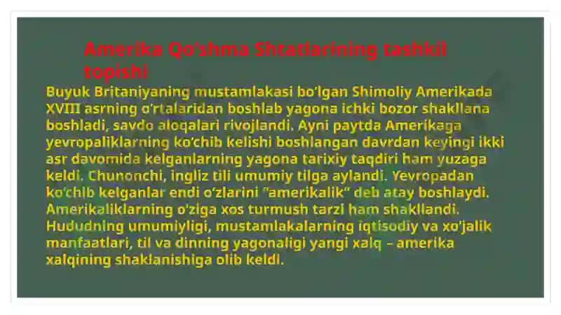 AQSHNING TASHKIL ETILISHI 2