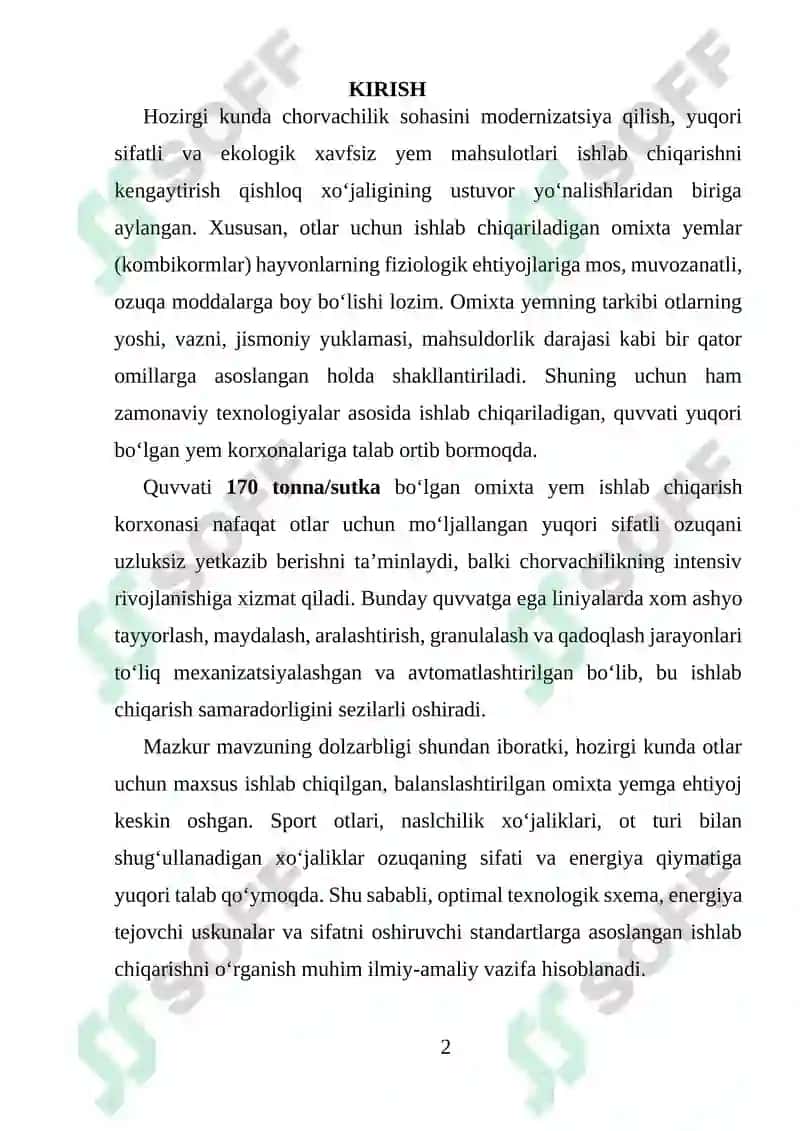 Omixta yem ishlab chiqarish texnologiyasi 2
