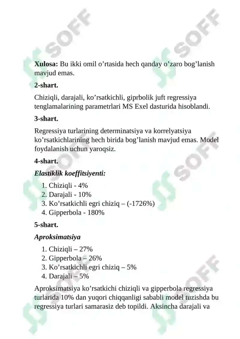 Ko’rsatkichli Egri Chiziq Regressiya 2