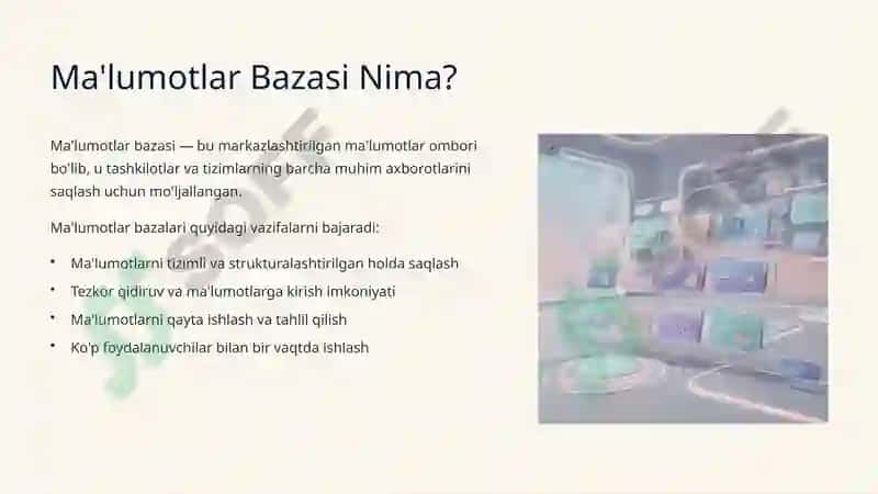 Ma'lumotlar Bazasi Shakllantirish Texnologiyalari 2