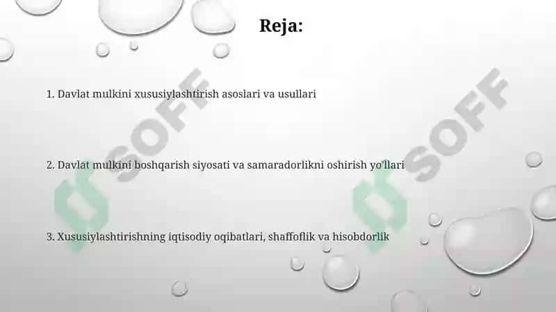 Davlat mulkini xususiylashtirish va boshqarish siyosati 2
