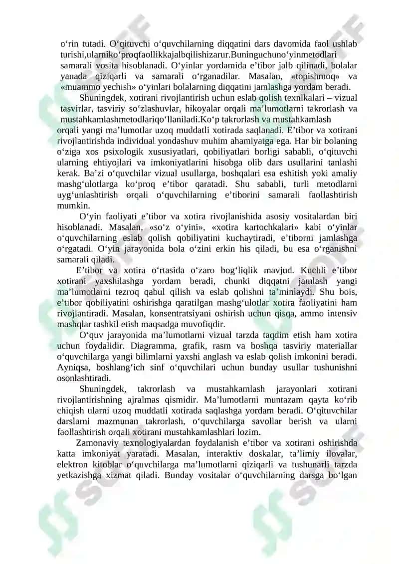 Boshlang‘ich sinfda e’tibor va xotirani rivojlantirish metodlari 2