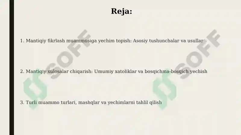 Mantiqiy fikrlash muammosi yechish 2