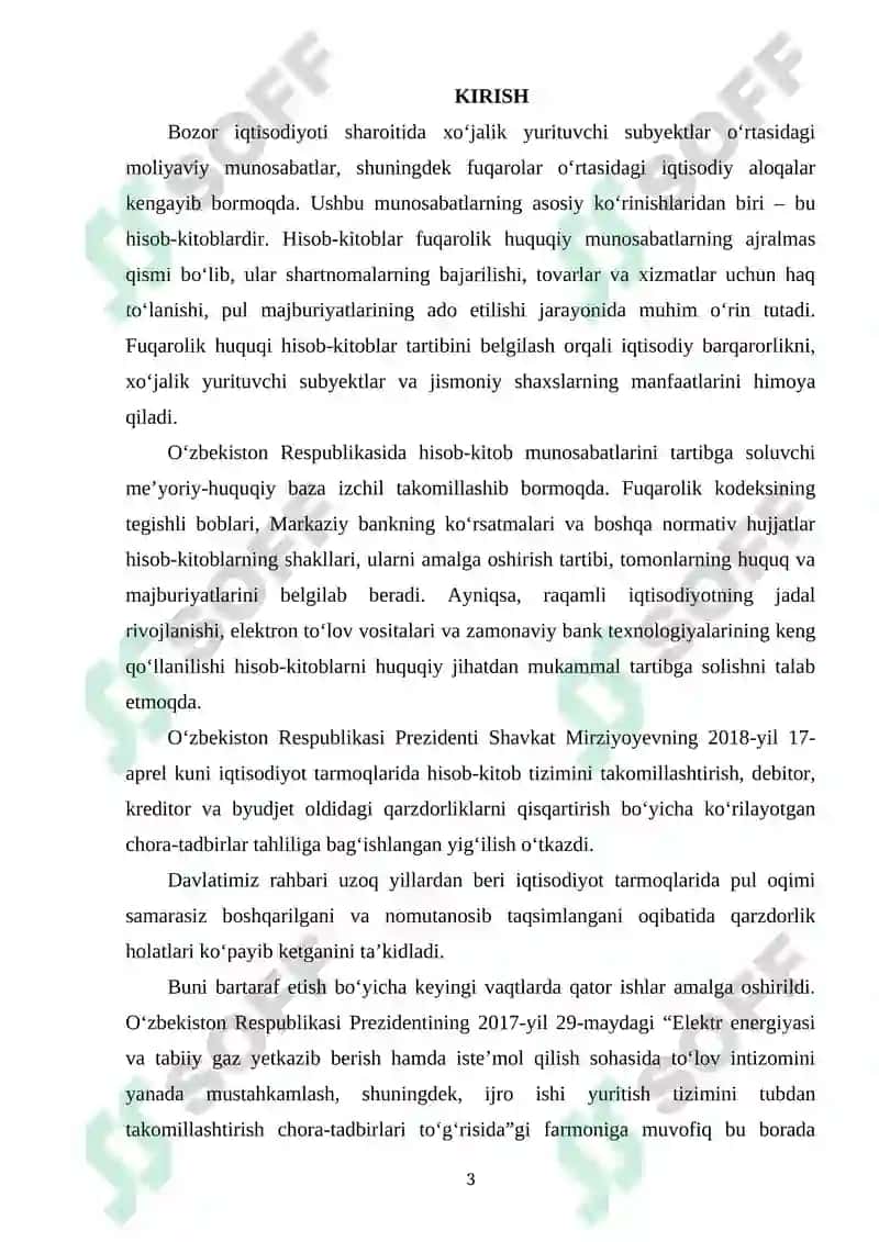 HISOB-KITOBLARNI FUQAROLIK HUQUQIY-TARIBGA SOLISH ASOSLARI 2