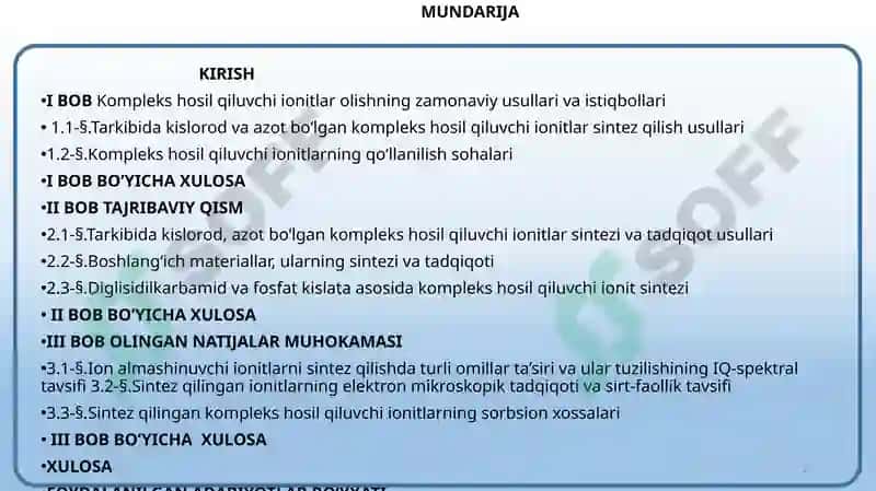 TARKIBIDA KISLAROD VA AZOT BO`LGAN IONITLAR SINTEZI VA ULARNI TAHLIL QILISH. 2