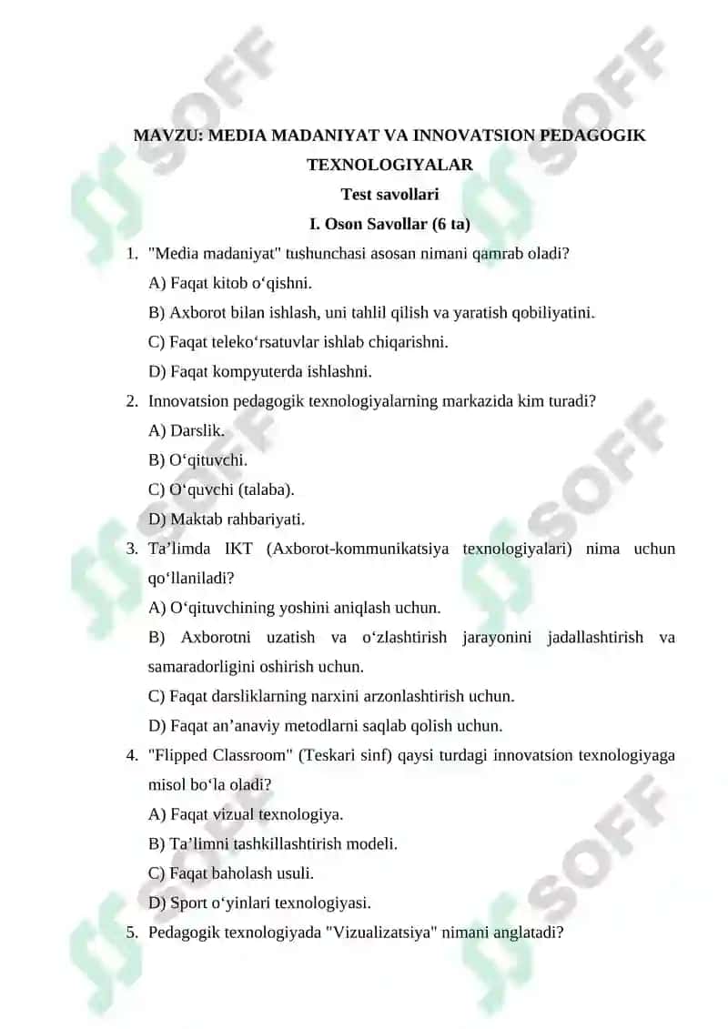 MEDIA MADANIYAT VA INNOVATSION PEDAGOGIK TEXNOLOGIYALAR 2