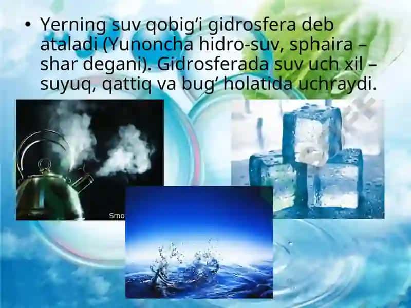 Gidrosferaning tarkibiy qismlari 2