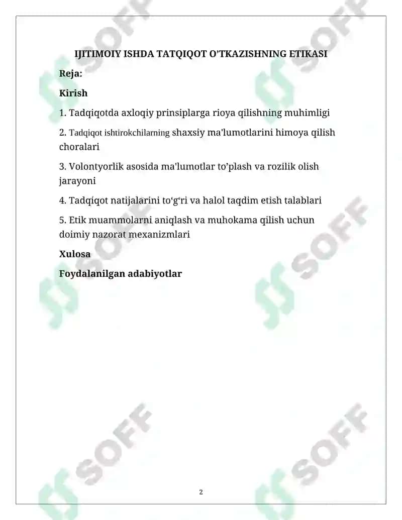 Ijitimoiy ishda tatqiqot o’tkazishning etikasi 2