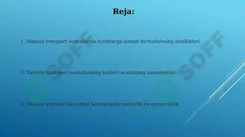 Maxsus transport vositalarida turistlarga xizmat ko'rsatish 2