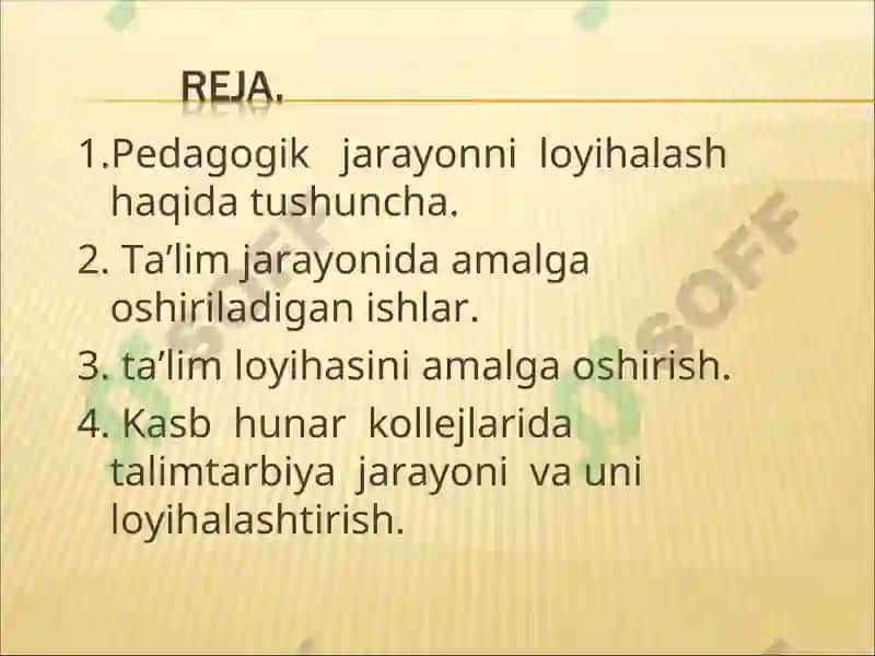 Pedagogik jarayonni loyihalashtirishning tamoillari 2