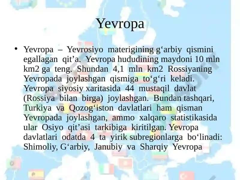 YEVROPA SUBREGIONLARI 2