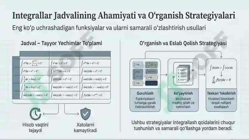 Integrallar jadvali, eng sodda integrallash qoidalari 2