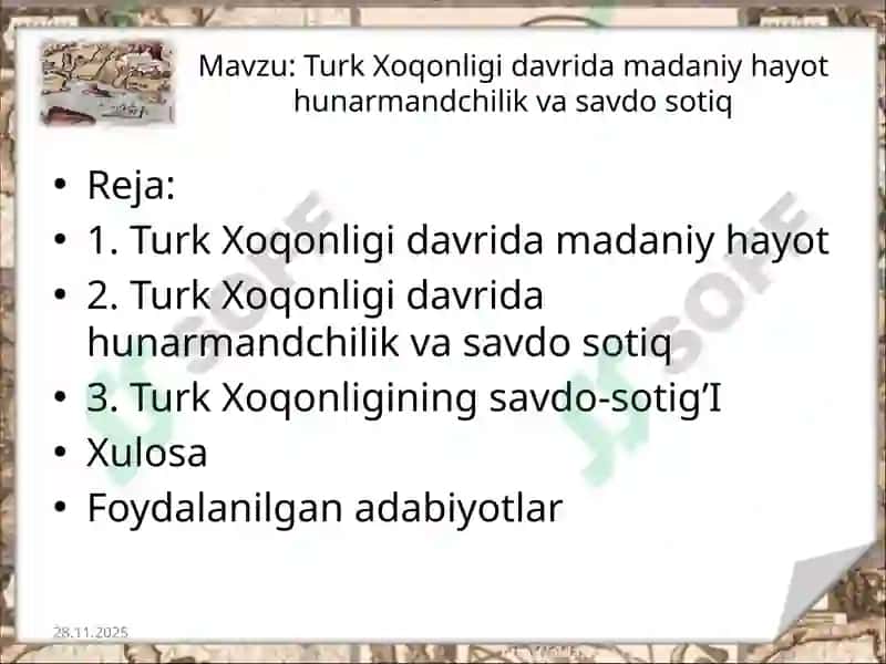 Turk Xoqonligi davrida madaniy hayot hunarmandchilik va savdo sotiq 2