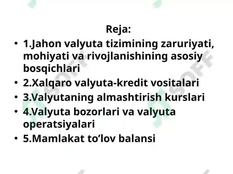 VALYUTA KURSLARIVA VALYUTA BOZORI: AKTIVLAR TOMONIDAN YONDASHUV 2