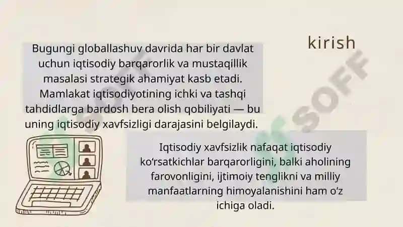 Iqtisodiy xavfsizlikning asosiy ko’rsatkichlari 2