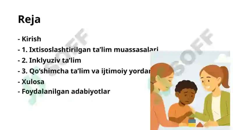O’zbekistonda alohida ta’limga ehtiyoji bolgan bolalar uchun tashkil etilgan ta’lim turlari 2