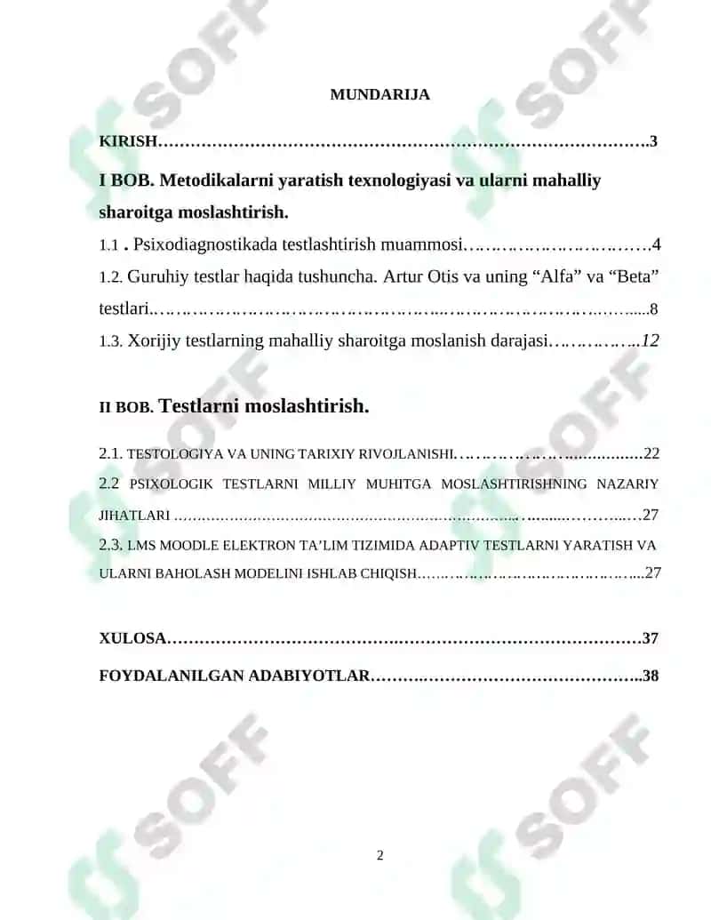 Testlarni moslashtirish 2
