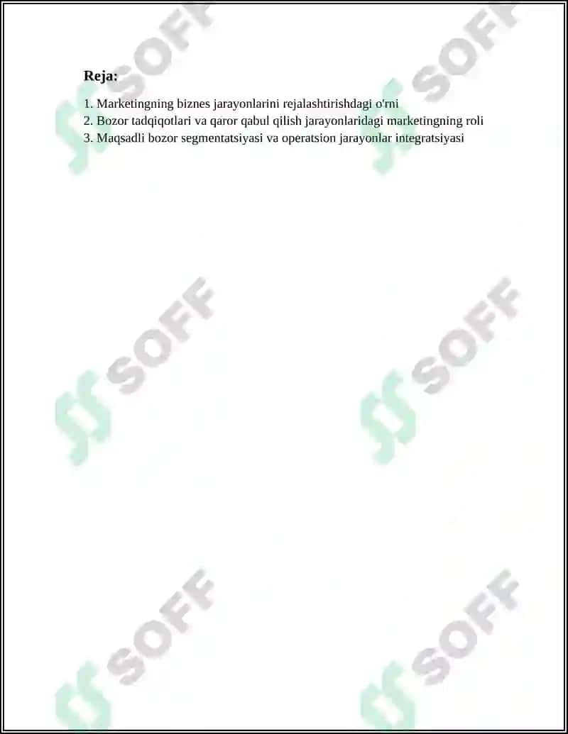 BIZNES JARAYONLARINI TASHKIL QILISHDA MARKETINGNING ÒRNI 2
