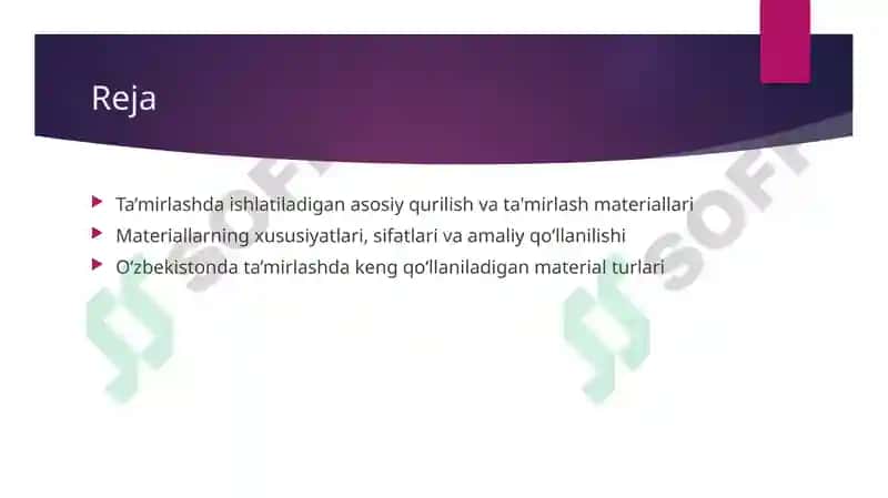 Ta’mirlashda foydalaniladigan asosiy qurilish materiallari 2