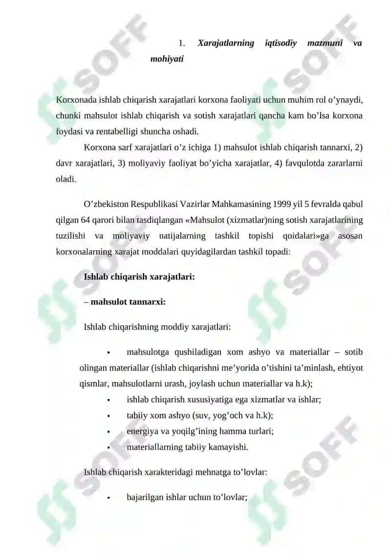 Ishlab chiqarish xarajatlari va ularni kamaytirish yo'llari 2