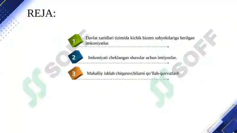 Davlat xaridlari tizimida kichik biznes subyektlariga berilgan imkoniyatlar 2