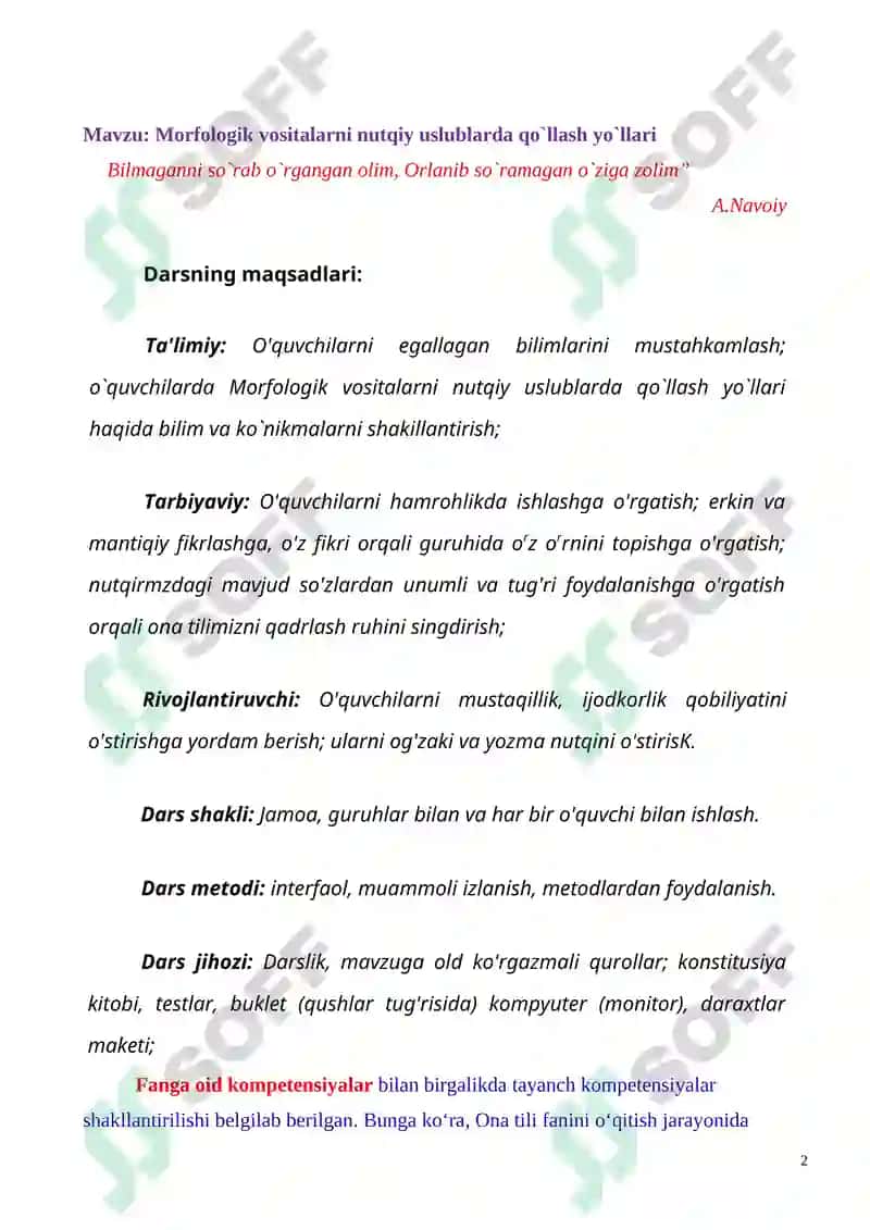 Morfologik vositalarni nutqiy uslublarda qo`llash yo`llari 2