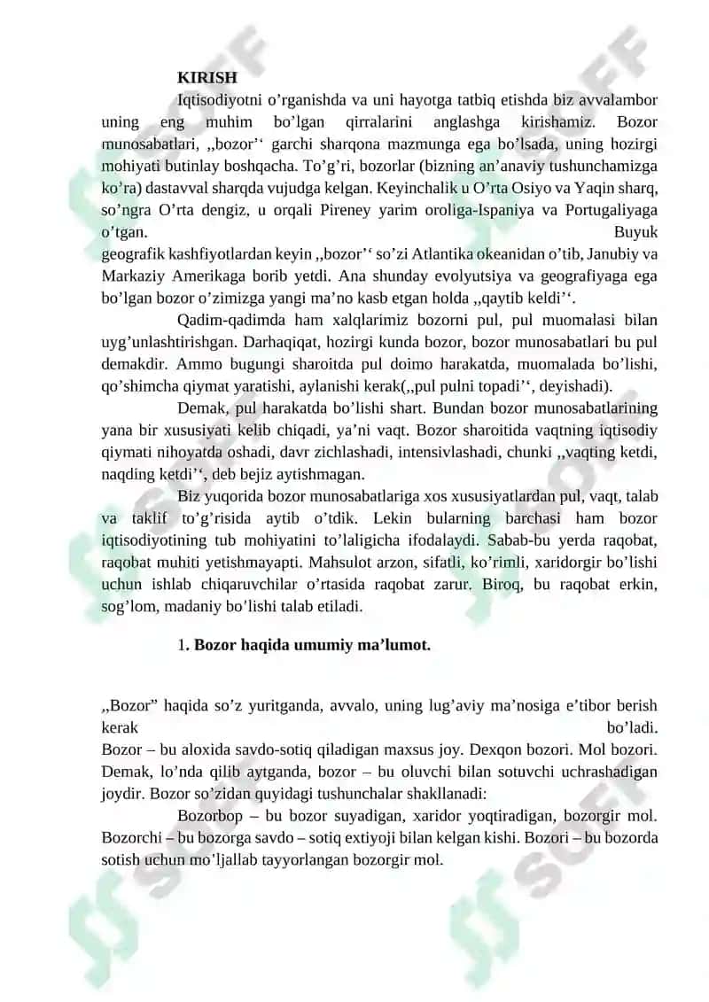 Bozor iqtisodiyotiga o’tishning obyektiv zaruriyati 2