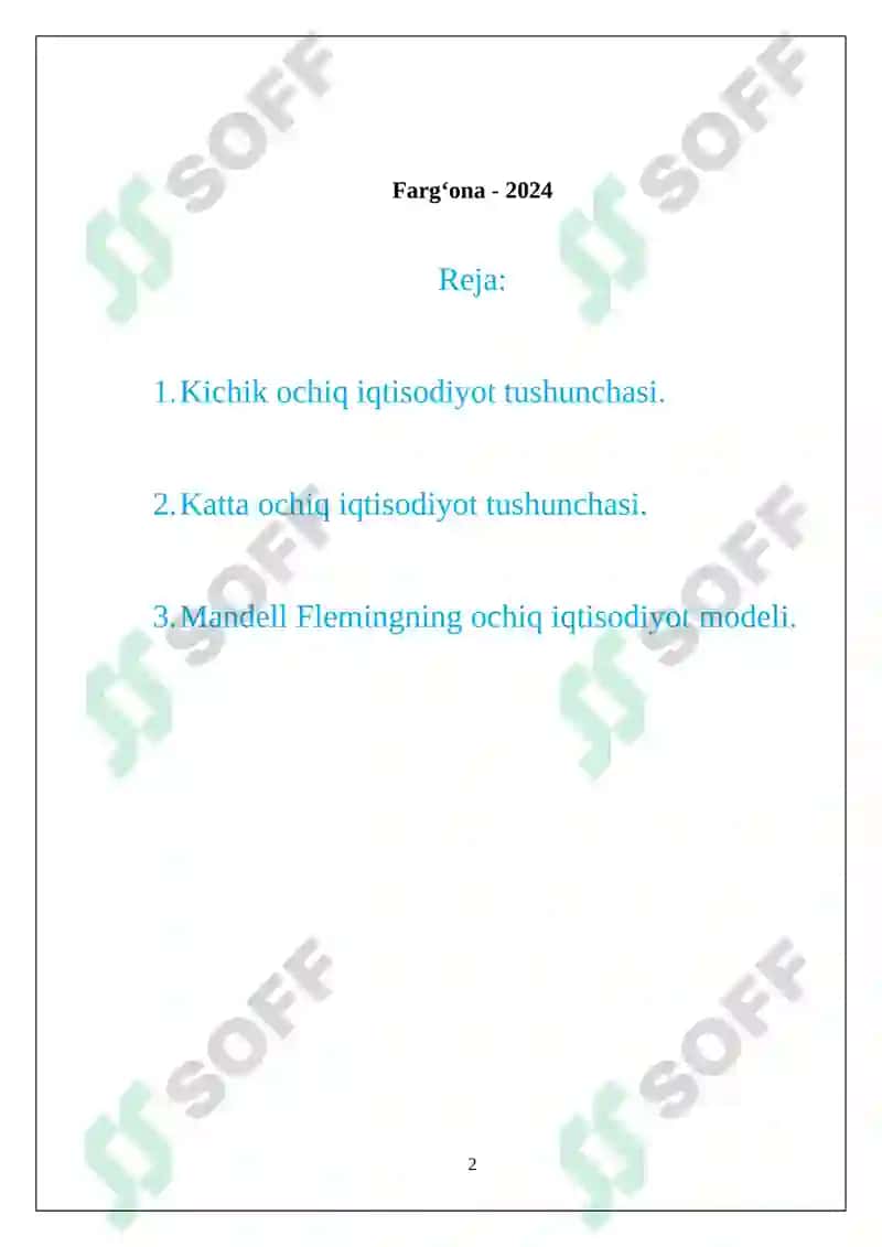 Kichik оchiq iqtisоdiyot mоdеli 2