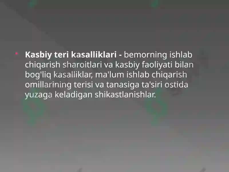 Kasbiy Teri Kasalliklari 2